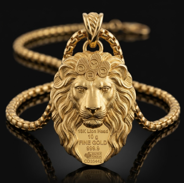 18K Gold Lion Head Pendant