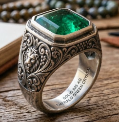 Emerald Gemstone 925 Silver Ring