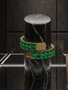 925 Silver Cuban & Emerald Tennis Bracelet Set